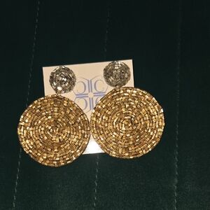Gold and Silver Beaded Statement Earrings